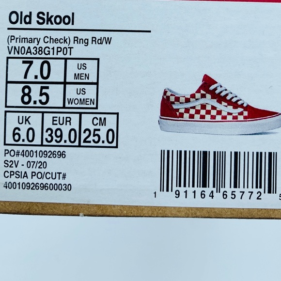VANS OLD SKOOL CANDY APPLE CHECK - Picture 9 of 9